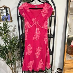 Ann Taylor Pink Floral Midi Dress